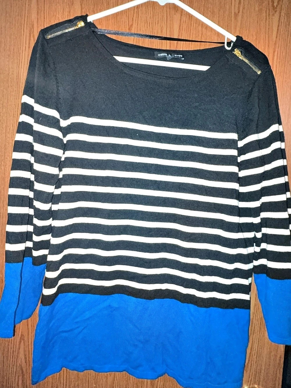 cable & gauge Striped Color Block Sweater